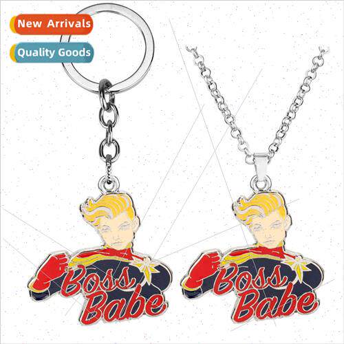 Avengers 4 Captain Marvel Keychain Alloy Pendant Necklace Pe