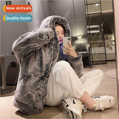 2022 winter gray imitation otter rabbit fur fur one coat fem