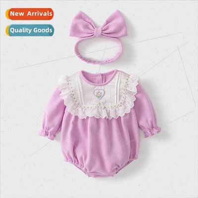 Baby onesie 2023 fall new female baby clothes newborn baby w