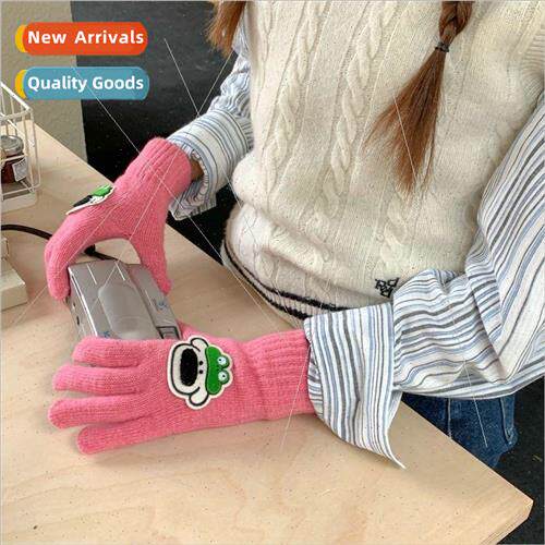 Touch screen knitted gloves female fall and winter wool warm