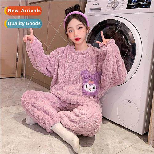 Girls coral fleece pajamas fall and winter 2023 new big boy