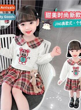 2022 new cartoon dress fall  in small children girls cute lo