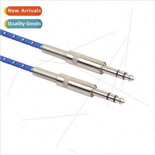 stereo plug male 6.35 mesh braided blue metal New