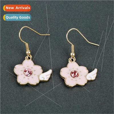 Japanese sweet cute pink cherry blossom wings earrings teena