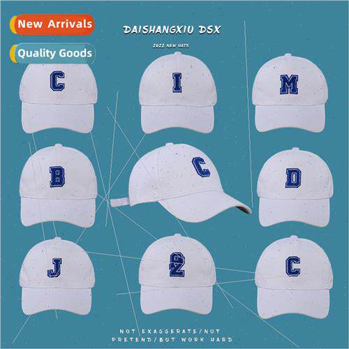 Embroidery English white half-hard baseball cap men and wome