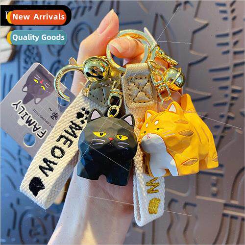 Resin wood carving wind Muppet leopard cat keychain female c