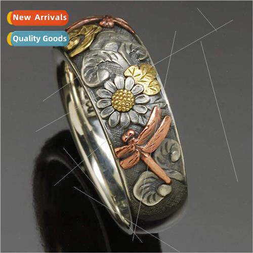 new small daisy sunflower dragonfly ring versatile retro rin