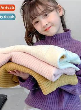 Girls half turtleneck sweater winter 2023 new childrens girl