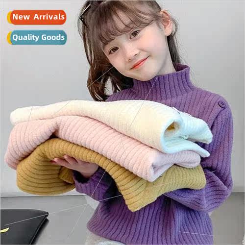 Girls half turtleneck sweater winter 2023 new childrens girl