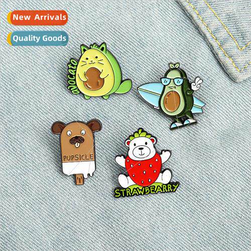 Cartoon Creative Cute Avocado Ice-cream Animal Alphabet Broo