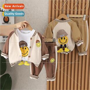 Boys baby baseball shirt sports cardigan fall 2023 new baseb