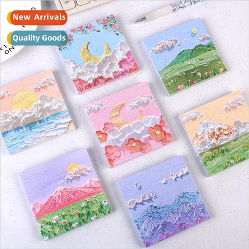 80 pcs of creative oil painting landscape sticky notes stude