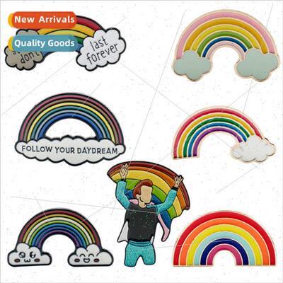New creative rainbow bridge rainbow set oil drop brooch meta