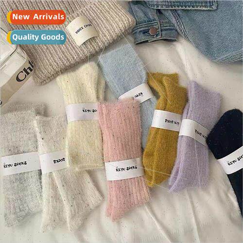Socks women thickened dot velvet Korean mid-calf socks fall