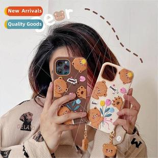 适用 Apple 13 silicone tulip bear phone case iphonexs max fu