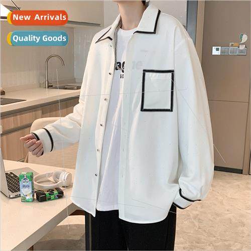 Spring and Autumn plaid ins Hong Kong wind color blocking sh