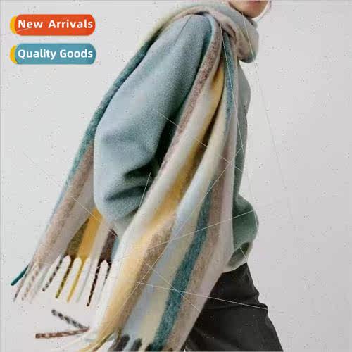 Autumn and winter tassel scarf warm spelling color thickenin