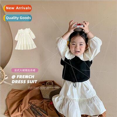 Korean childrens spring and fall new girls dress lace doll c