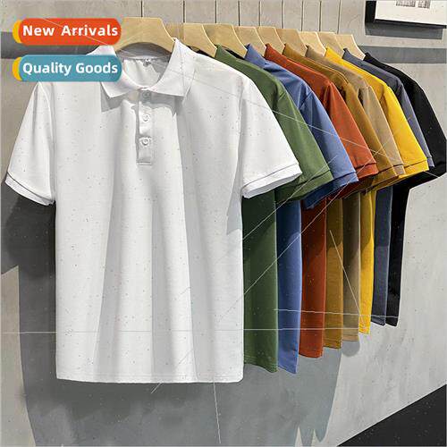 Mens body shirt pure white solid color polo shirt work cloth