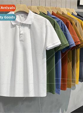 Mens body shirt pure white solid color polo shirt work cloth