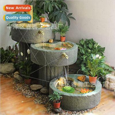 New Chinese  rustic stone mill running water indoor balcony