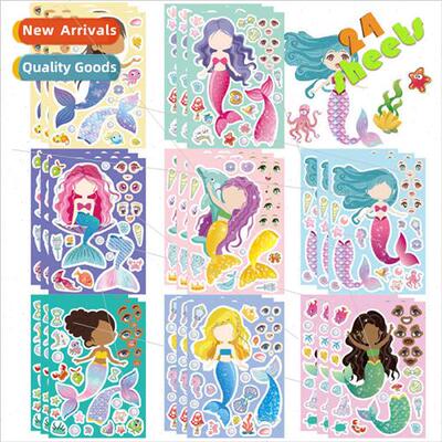Cartoon Make A Mermaid Stickers Mermaid Party Favor Stickers