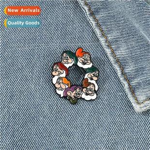 the around seven dwarfs cir Cartoon brooch characters