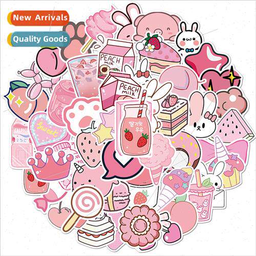 50 new cartoon pink girl graffiti stickers luggage guitar sk