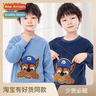 coral fleece Woof home Tea pants wear long Childrens sweater