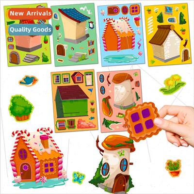 6/pack hut cartoon stickers boys and girls children diy hand