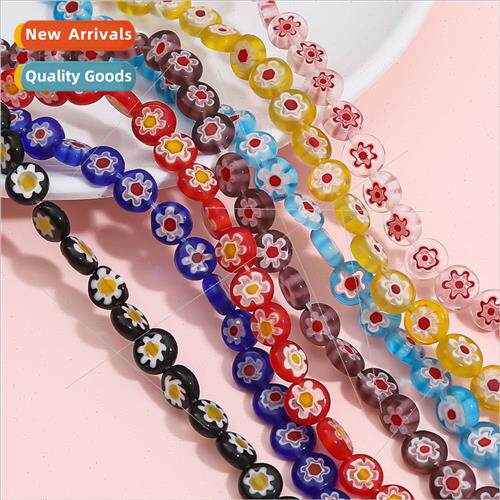 Thousand flowers glaze flowers flat round beads loose beads