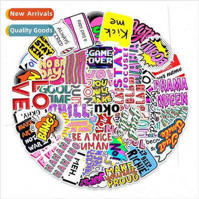 50 new English phrase graffiti stickers skateboard refrigera