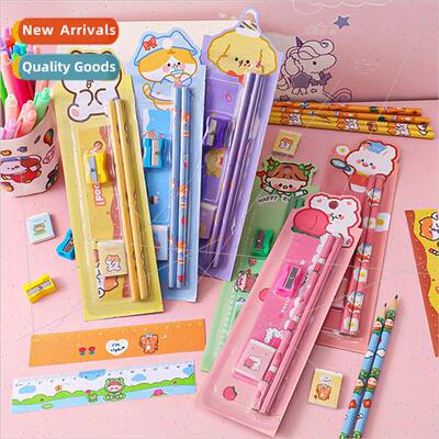 Cartoon pencil set Student learning stationery five sets of