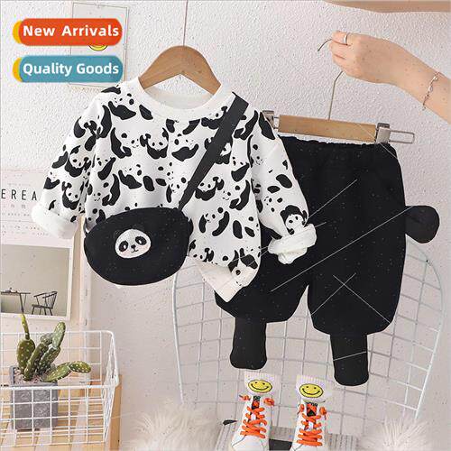 2023 fall new boys handsome fried set panda bags long-sleeve