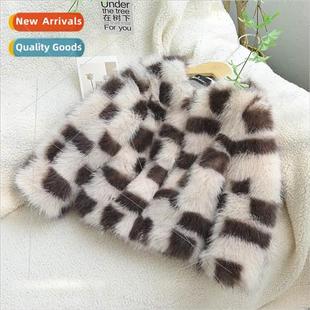 winter thickening colorful 2023 coat childrens fur girls new