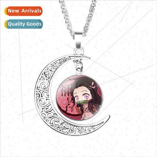 Anime Ghost Destroyed Blade  time gem moon necklace zinc all