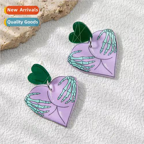 Love Heart Skull Hand Quirky Earrings Earrings Earrings Fash