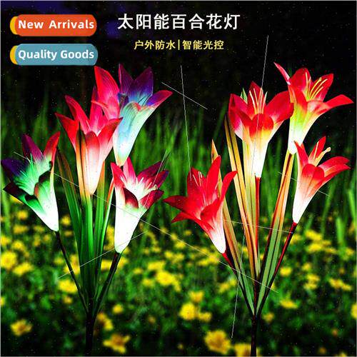 Solar lily lights outdoor waterproof led lawn lamps patio de