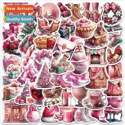 50 New Pink Christmas Stickers ggage Laptop Cell Phone Chris