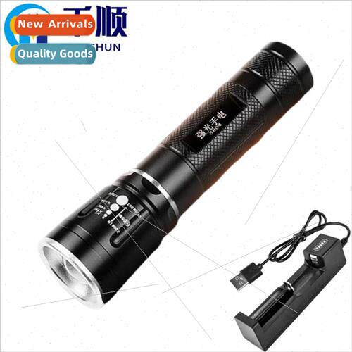 Outdoor telescopic zoom flashlight direct charge super brigh