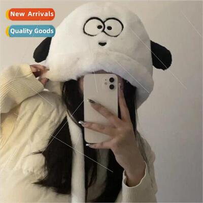 New plush hat girls fall and winter warm cute puppy ear prot