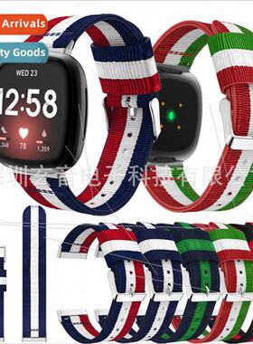 适用 Fitbit versa4/3/sense striped nylon watch band versa3 c