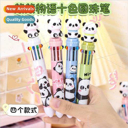 Cartoon panda 10 colors ballpoint pen student girl heart cli