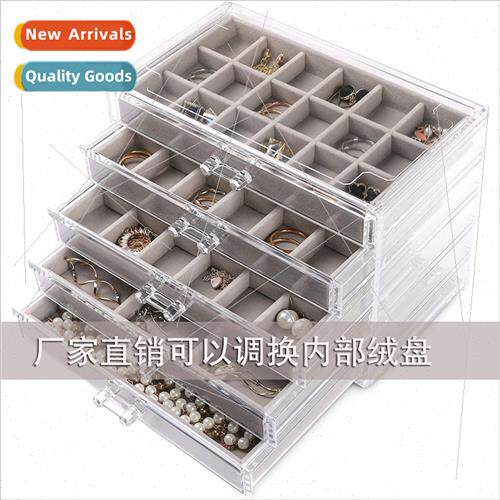 Gray Acrylic Jewelry Box Earring Earring Ring Necklace Brace