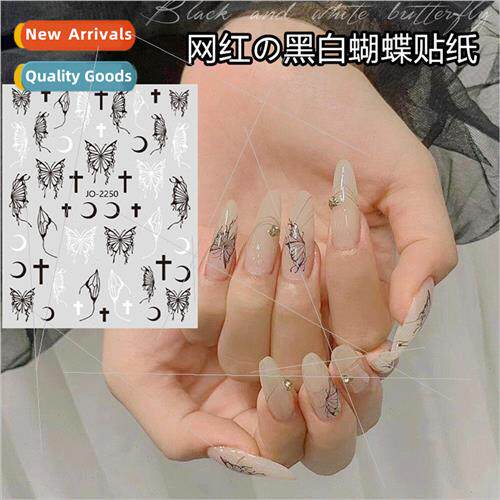 The new nail liquid butterfly stickers black and white embos