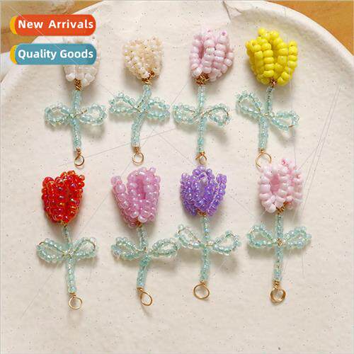 Rustic  Mori system beaded bud flowers diy handmade weaving