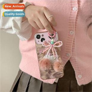 iPhone15 fur 14ProMax bow 适 rabbit pendant Cartoon ball