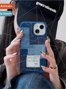 适用 Apple 14Pro denim canvas patchwork xr case iphonexs max
