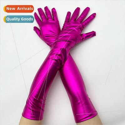 Colorful Autumn and Winter Gloves Satin Long Per适用mance Ho