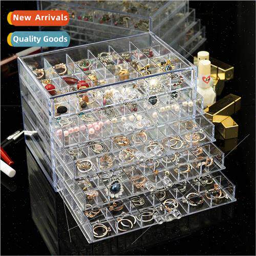 Transparent earrings nail jewelry storage box dustproof jewe